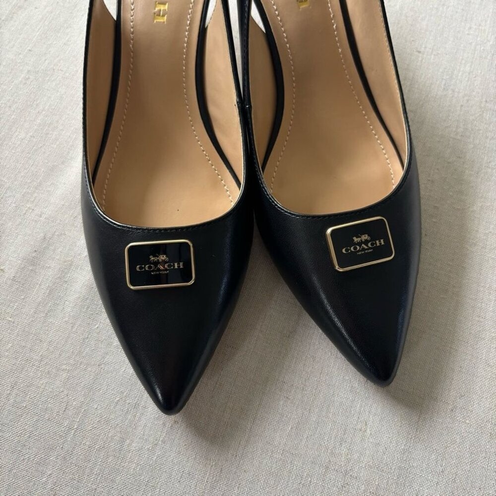 Coach Jillian Slingback Heels Black Leather - Picture 7 of 9